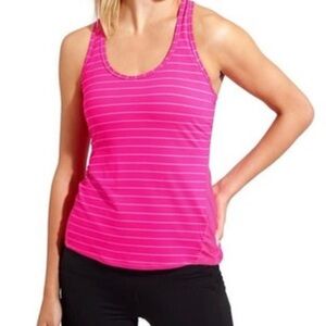 Pink/Orange Athleta Pop Space Dye Stripe Tank V-neck Tank size small